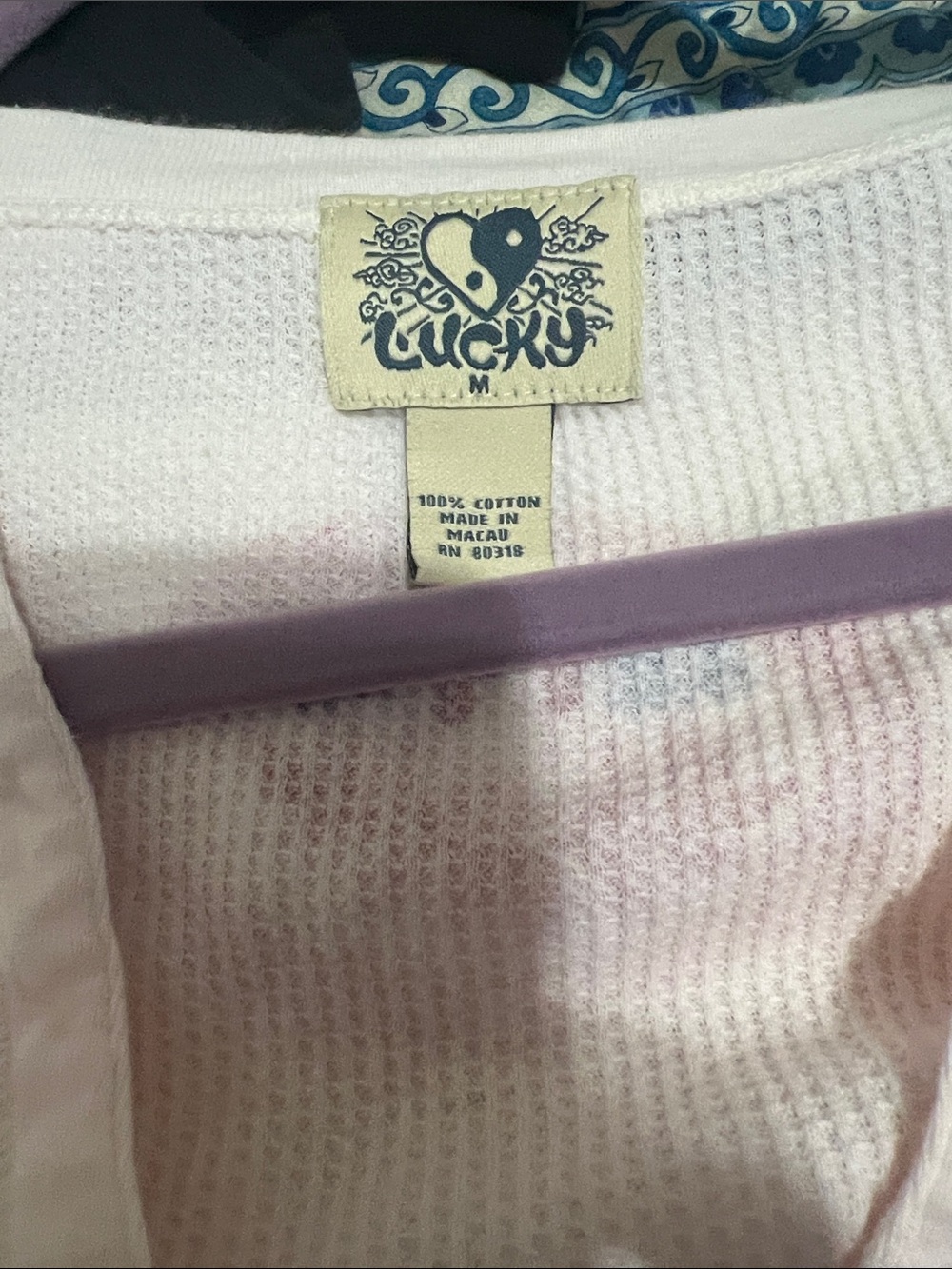 Lucky Brand vintage Light Pink Asian Floral Long Sleeve Thermal Top - Picture 7 of 8